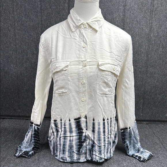 Monob Tops - MONOB White and Blue Tie-Dye Button-Up Shirt